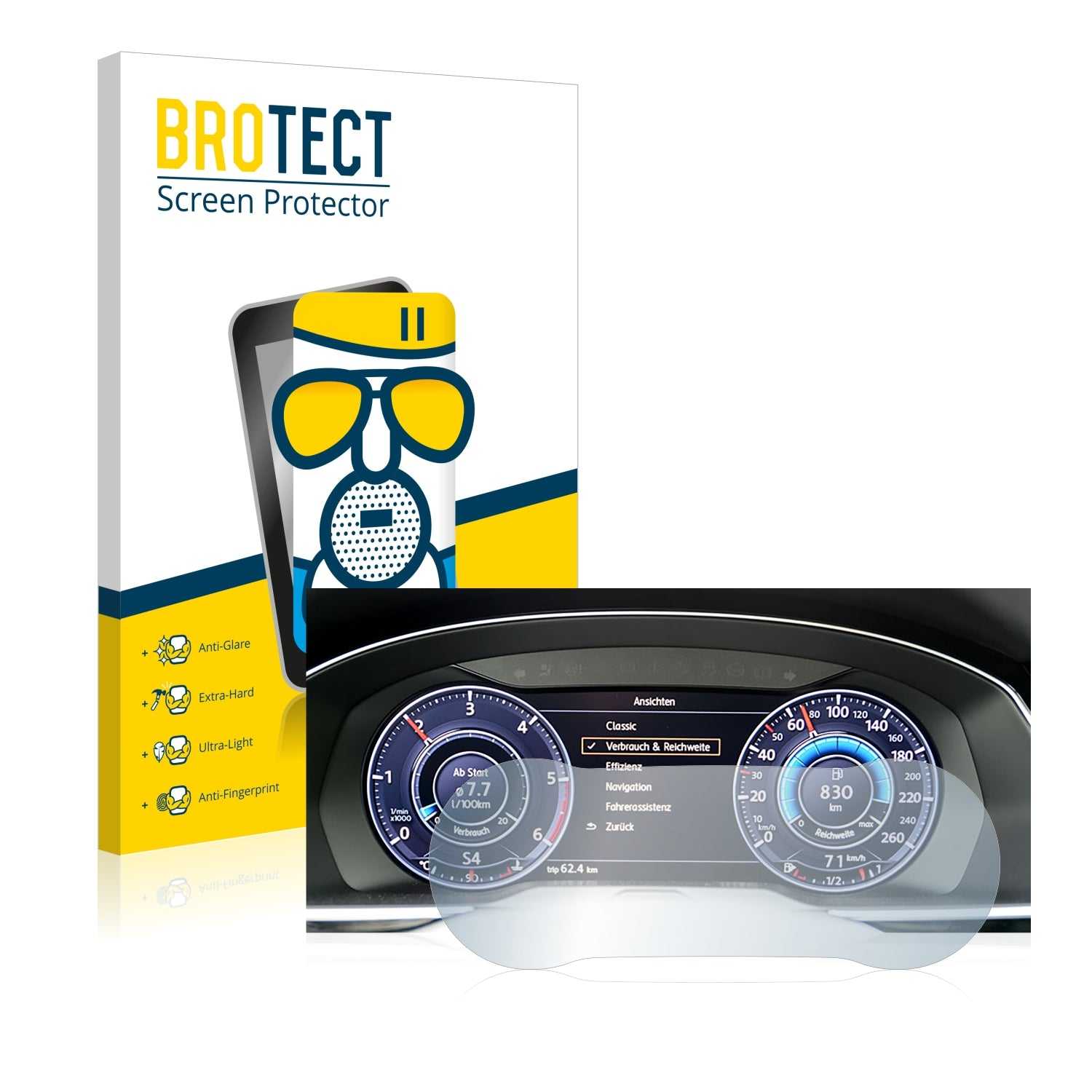 ScreenShield, Anti-Glare Screen Protector for Volkswagen Arteon 2017 Active Info Chockpit 12.3